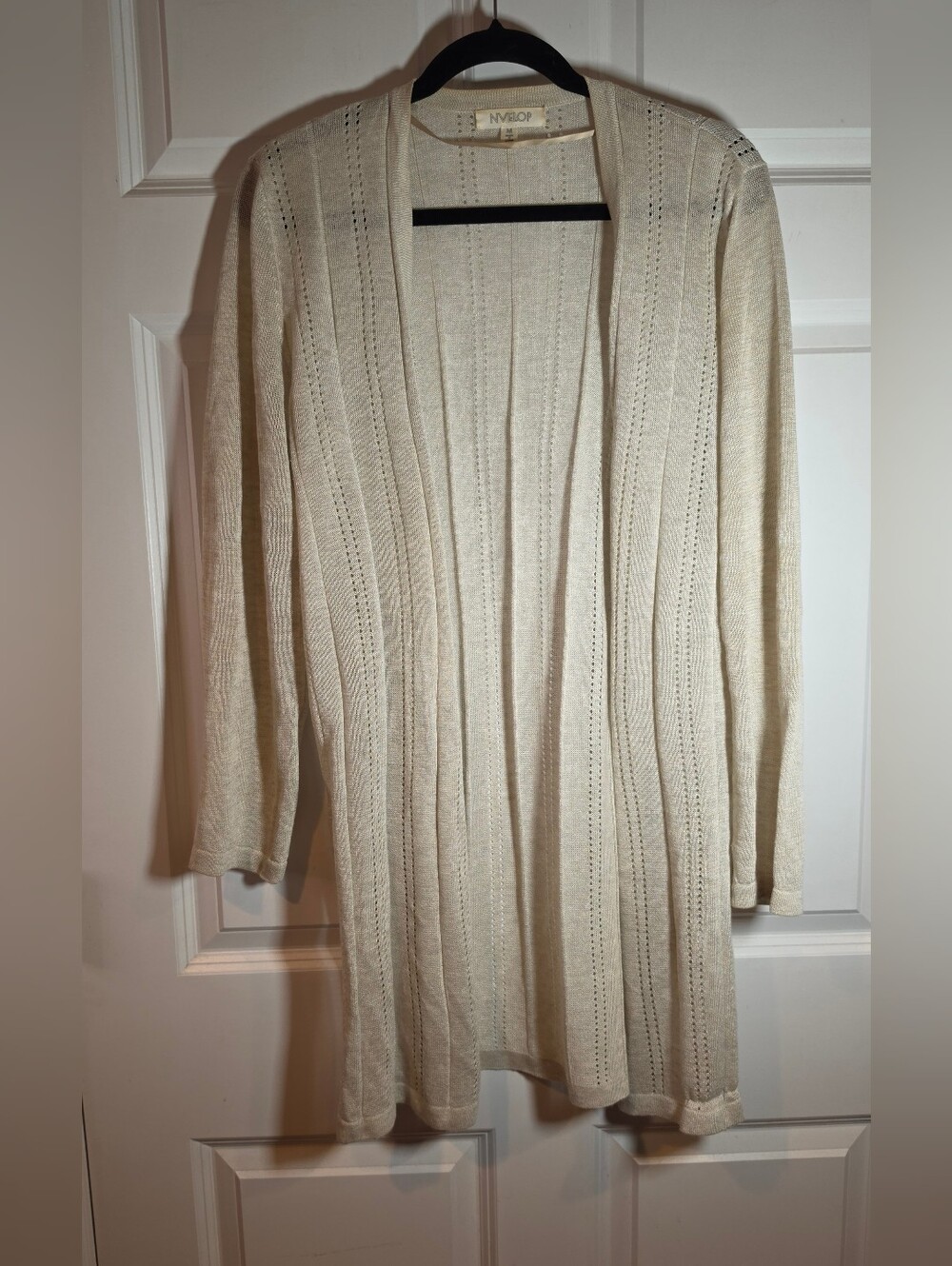 Nvelop Beige Mid Length Open Front Cardigan Sweater M